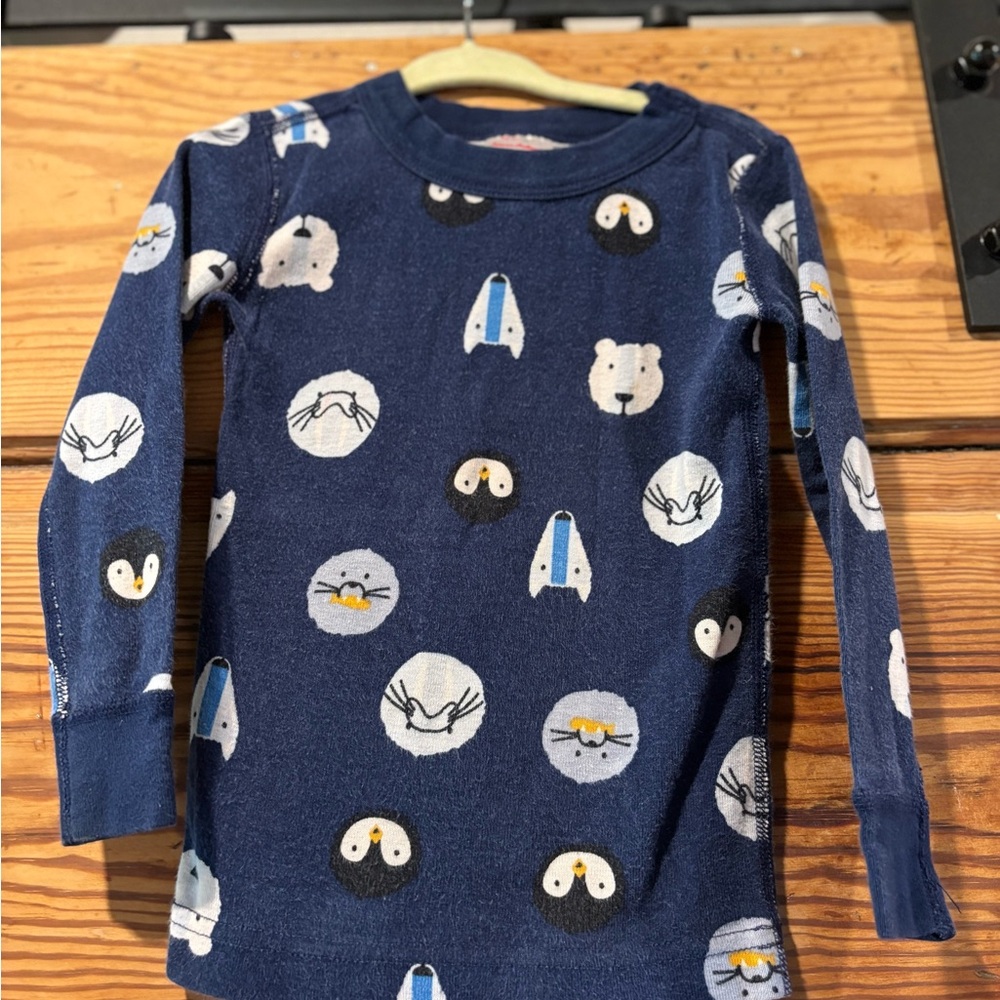 Hanna Andersson Kids Long John Pajama Blue Animal Print Set size 3T